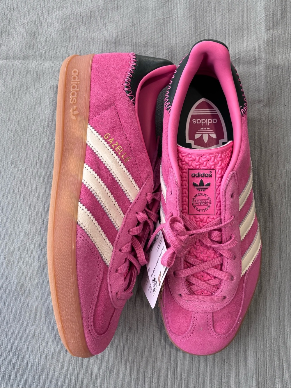 adidas Pink Gazelle Indoor Sneakers with White 3-Stripes